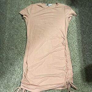 Soft pink ribbed tshirt dress